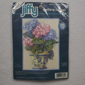 Sunset Jiffy Gallery Crewel Kit 16051 Colorful Hydrangea Floral 5x7 VTG New